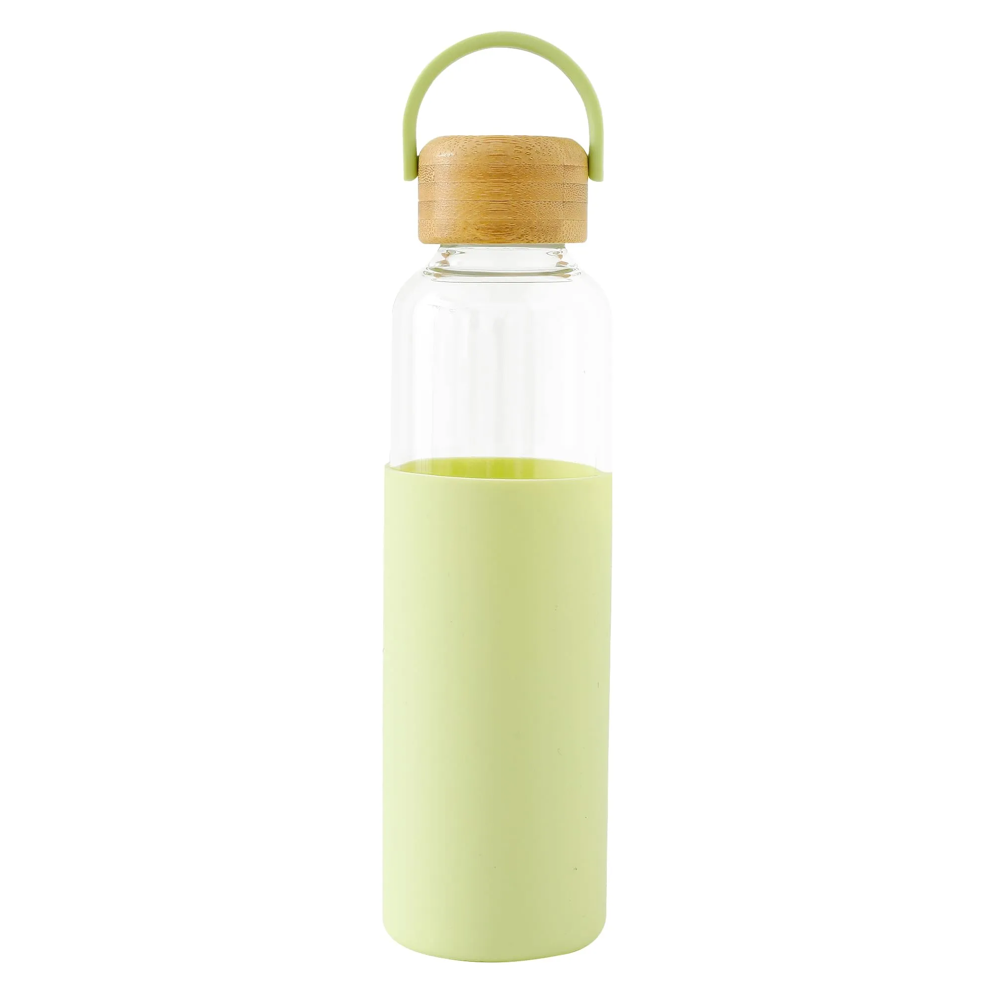 The Better Home Borosilicate Water Bottle | Spill Proof, Leak Proof & Sweat Proof | Fridge, Travel & Everyday Use | With Bamboo Lid & Silicone Sleeve | 550ml Capacity | Prasinos Green