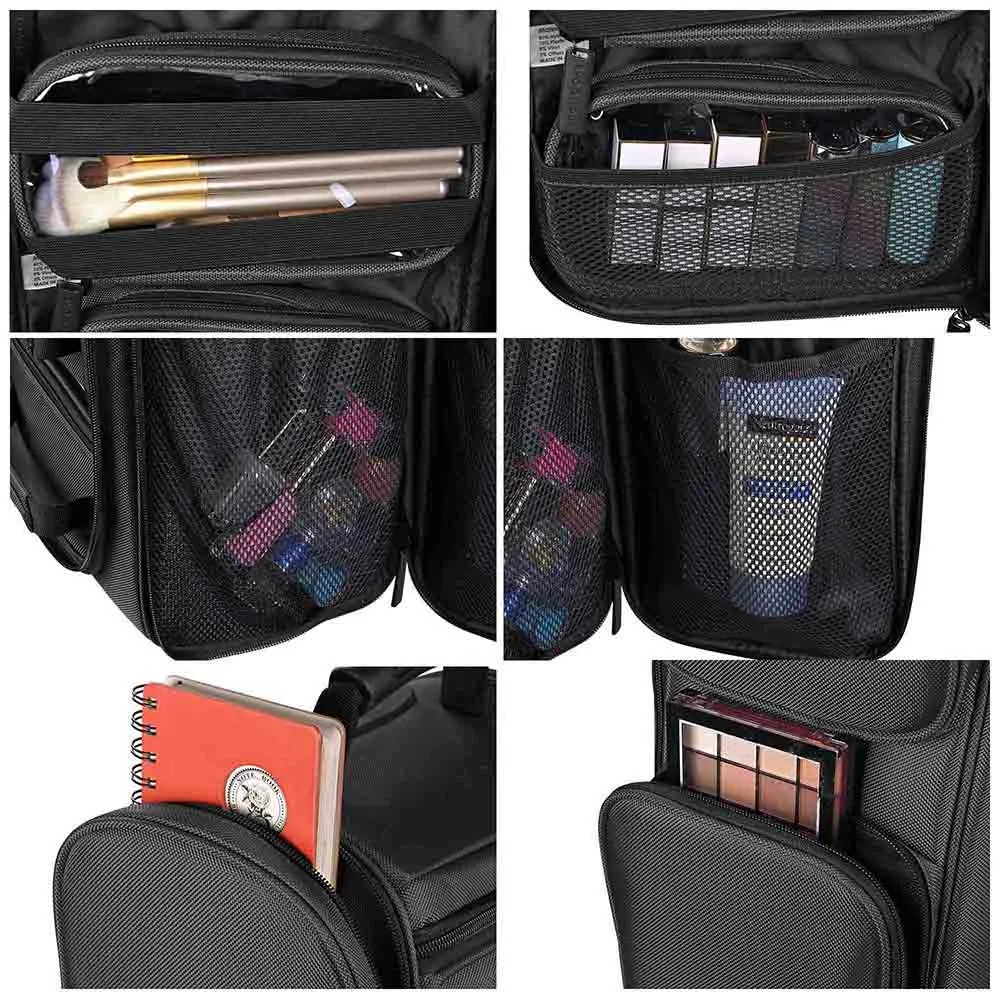 TheLAShop Rolling Backpack with Pouches Makeup Artist Case