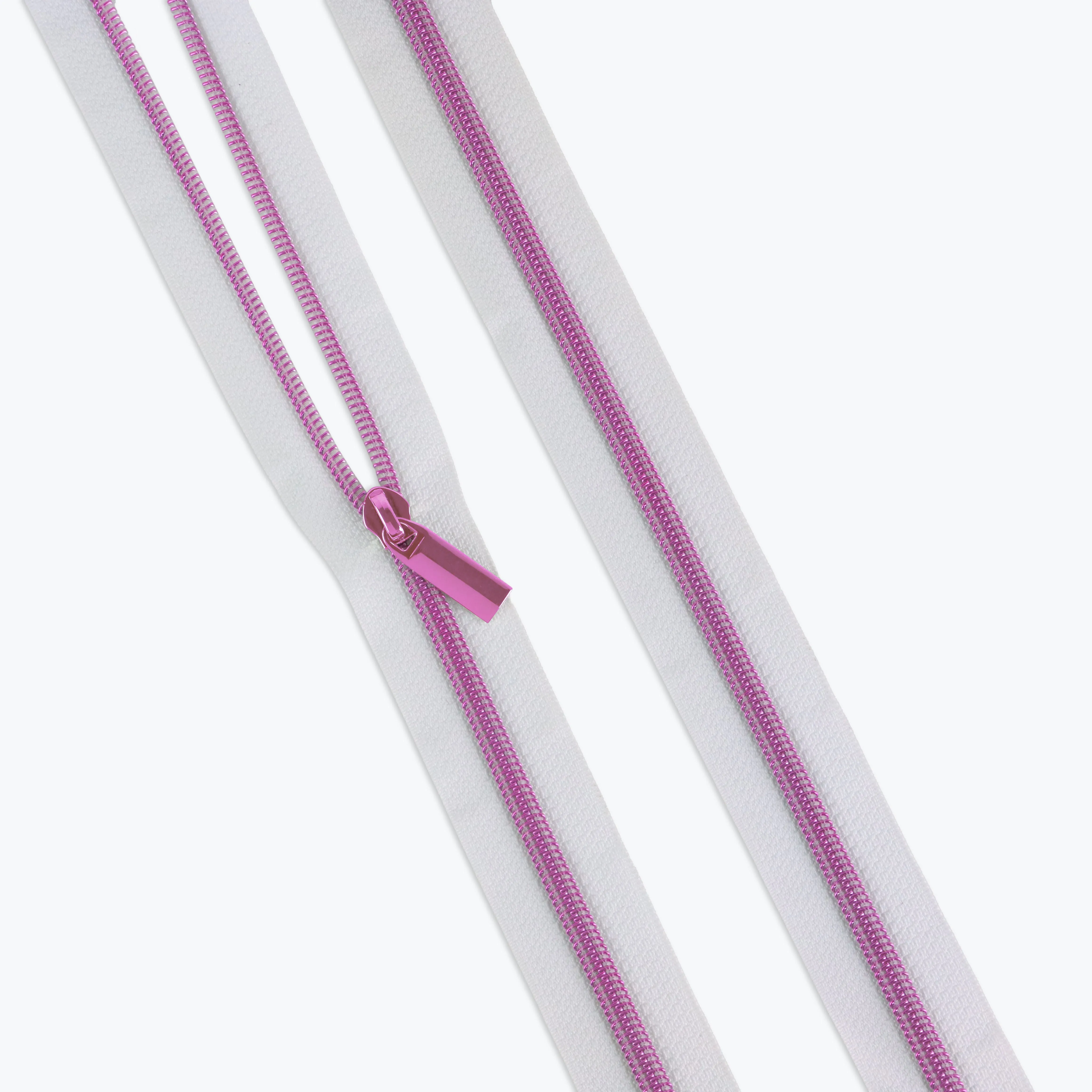 Tula Pink White Nylon Coil Zippers