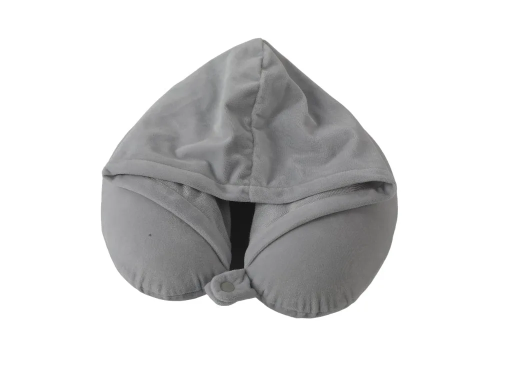 Twinkie 2 in 1 Travel Neck Pillow and Velvet Hoodie with Rest Neck Support and Eye Shield for Long Travels, Airplanes, Car Rides, Office