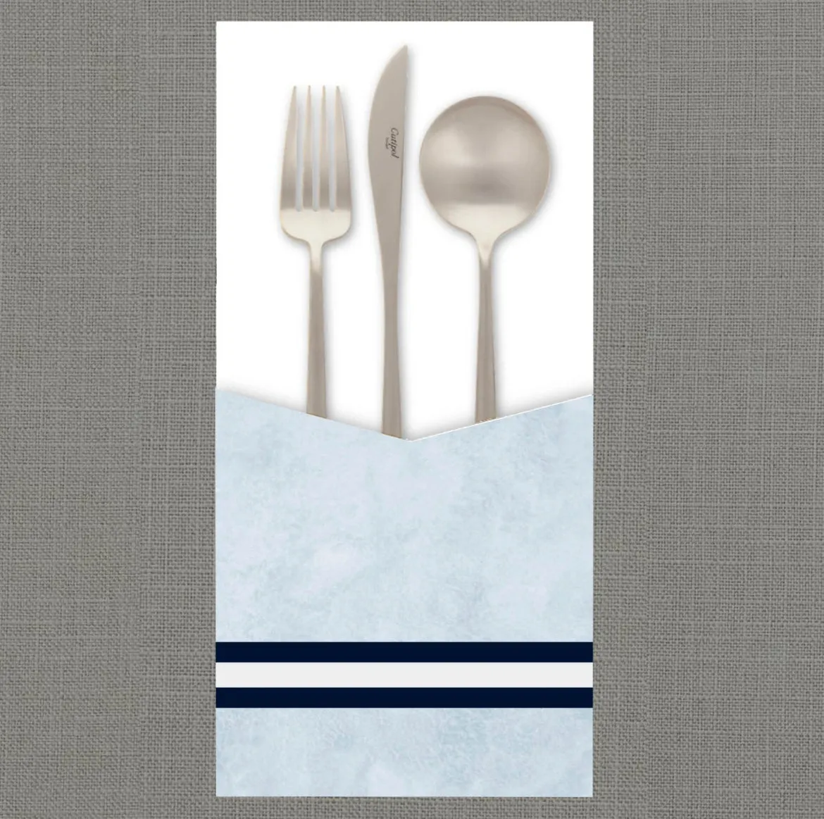 Watercolor Border Blue  - Cutlery Pouch