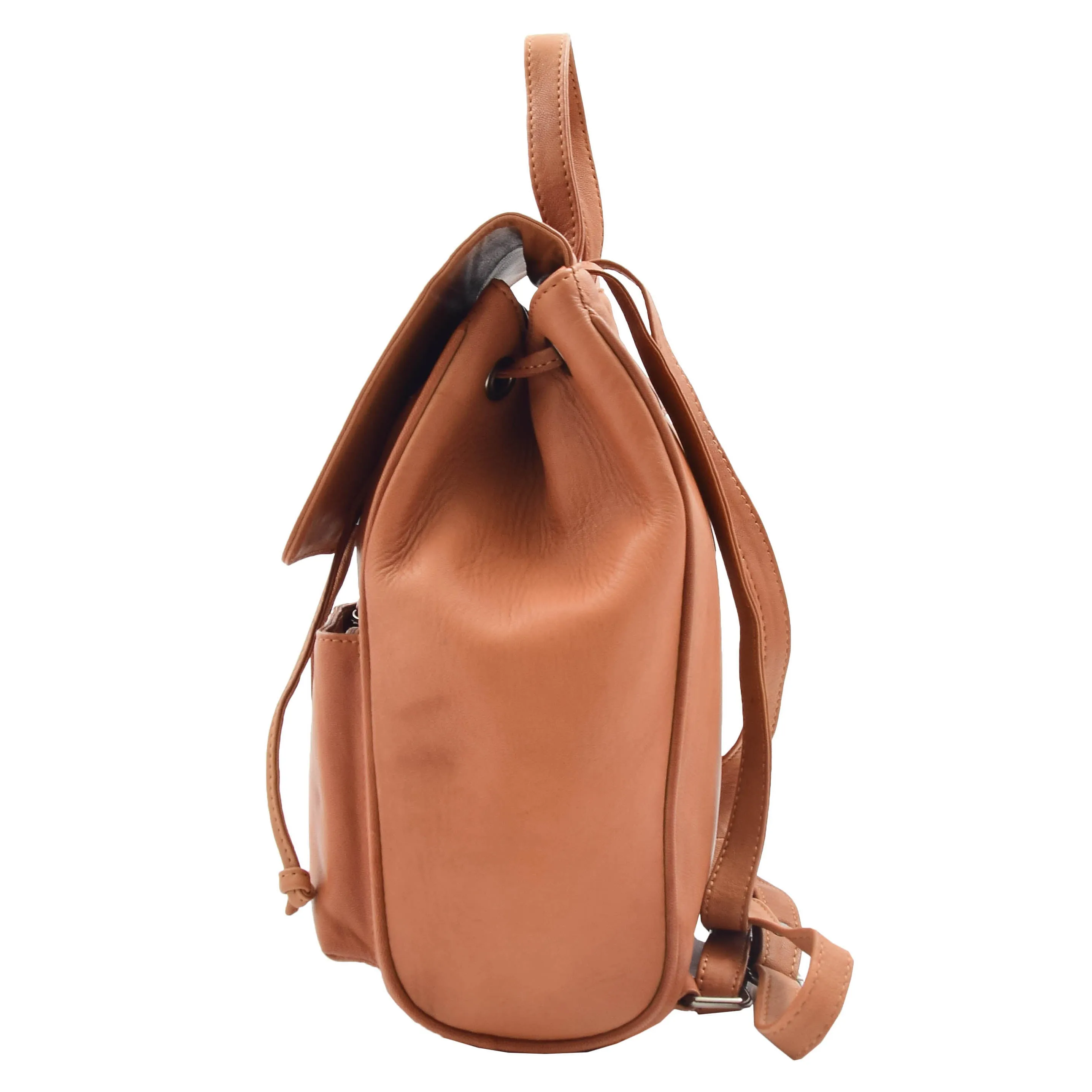 Womens Leather Backpack Cognac Casual Travel Rucksack Work Daypack Lydia