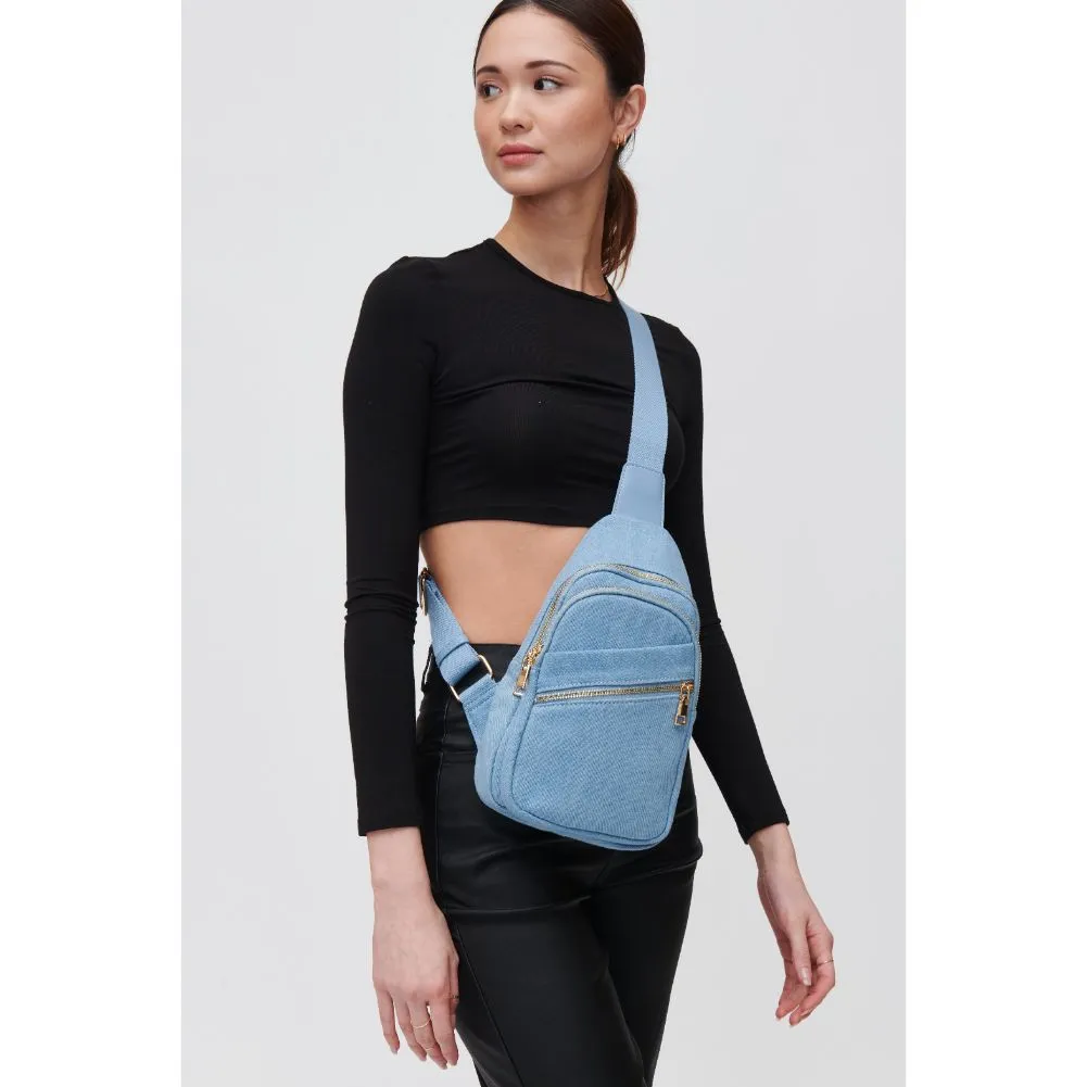 Zephyr Denim Sling Backpack